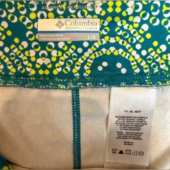 Columbia Teal Skort with Patterned Waistband, Size Large - Picture 3 of 5